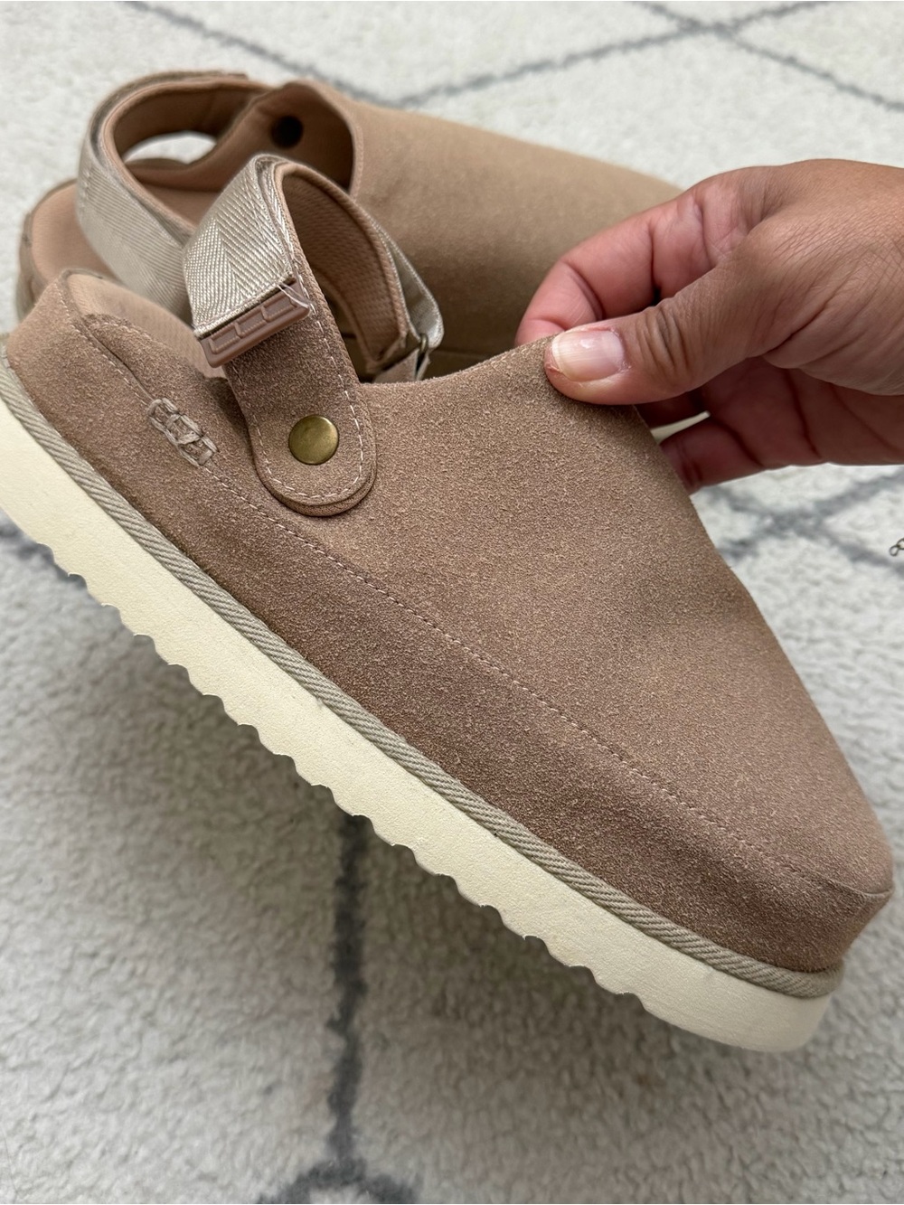 Amazon Women’s Slip-On Suede Clog Sandal in Taupe